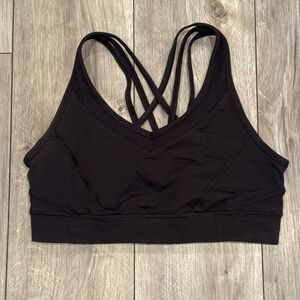 Lululemon Black Strappy Back Mesh Sports Bra Size 8